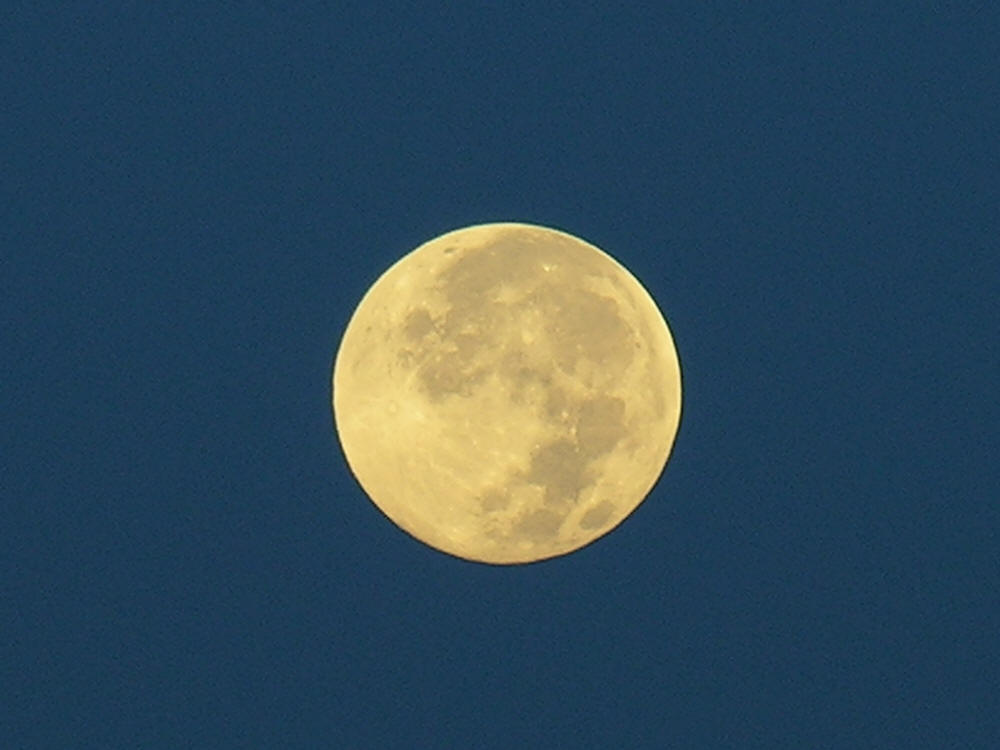 Photo of moon setting over St. Sebastian River. Sebastian, Florida
