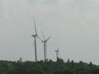 Wind turbines in a row on a hill Upstate New York  