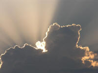 Sunset with silver lining and sunbeams Toronto, Ontario