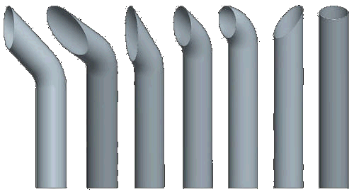 Illustration showing various Dynaflex stainless steel exhaust stack options