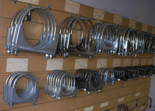 Wide assortment of exhaust clamps and hangars