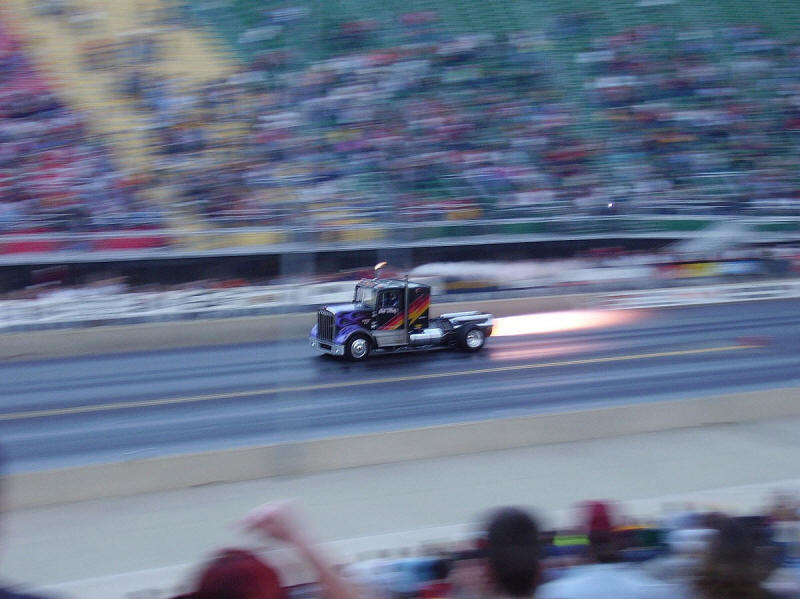 Fast truck, Bob Motz jet powered truck flying down the track