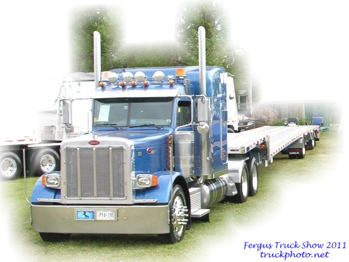 Blue Peterbilt Highway Tractor with Step Deck Trailer-Fergus-Truck-Show-2011