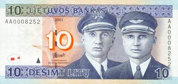 Ten Litas - Lithuania paper money - 10 Lita Bill Front of note