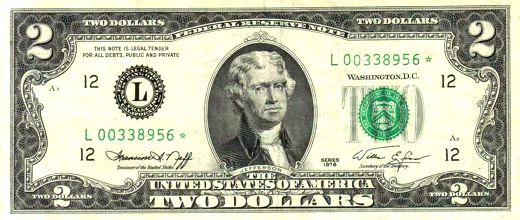 Photos of United States paper money bank notes